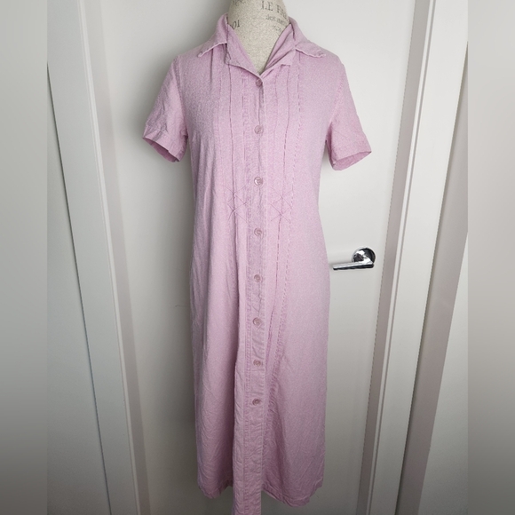 Pink Silk Button-Up Shirt Dress - Picture 1 of 12